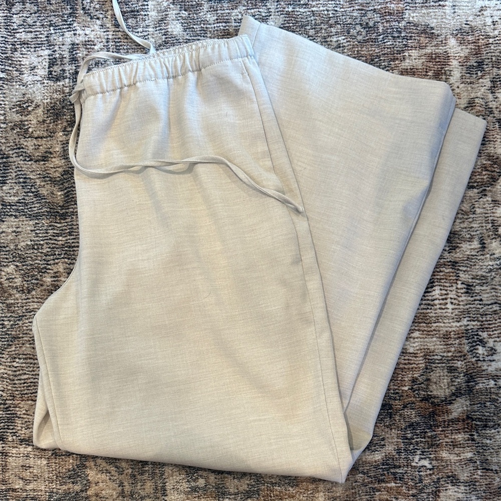 Abercrombie & Fitch Cream Pull On Linen Pant